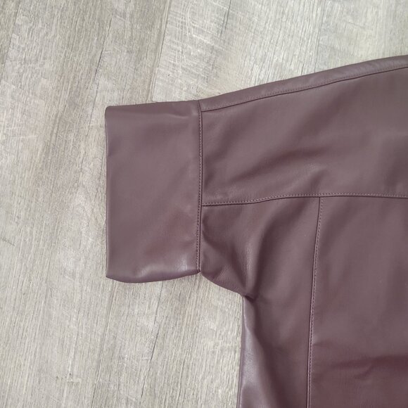 * Dear John Faux Leather Short Sleeve Snap Front Shirt sz xs - Picture 7 of 8